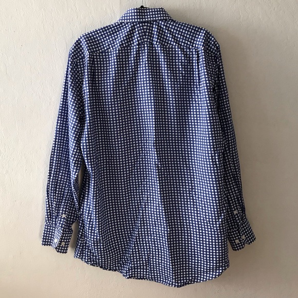 Neiman Marcus Blue and White Checkered Button Shirt - Picture 5 of 11